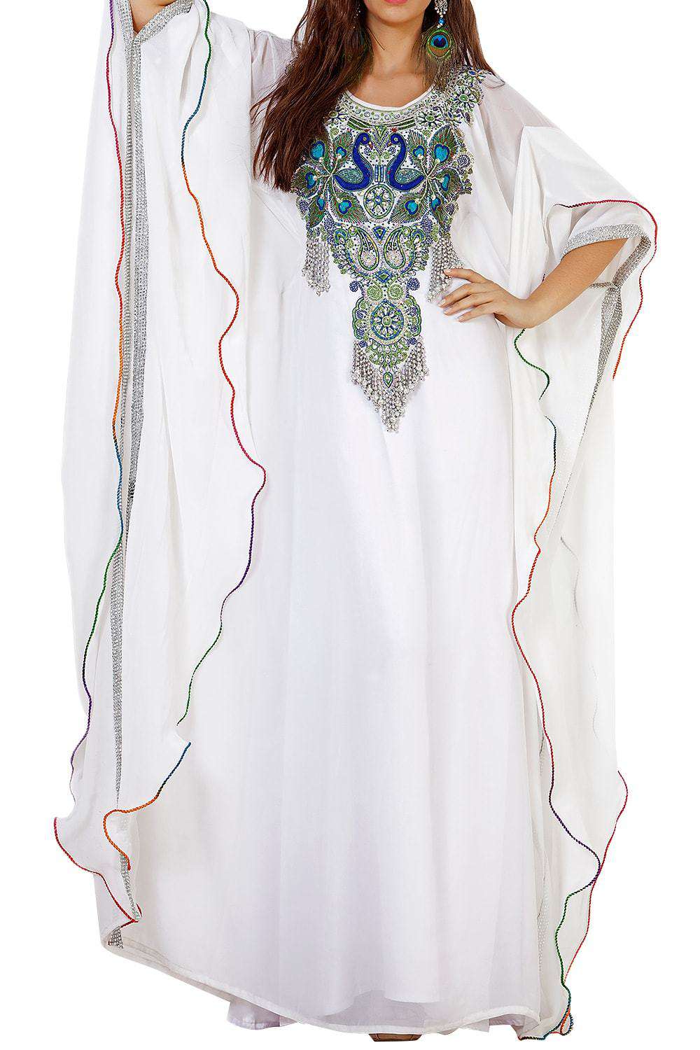 Buy Beautiful White Peacock Embroidered ...